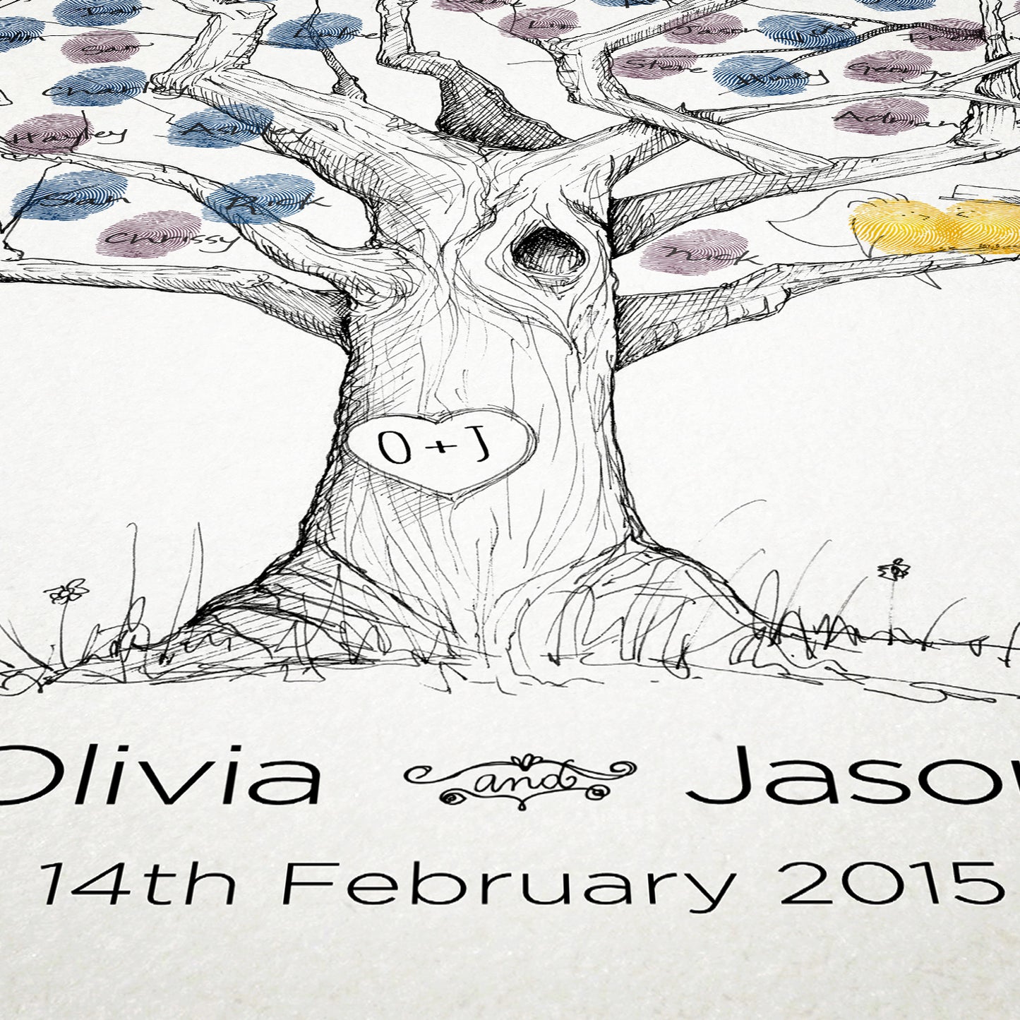 Oak Wedding Fingerprint Tree Guestbook