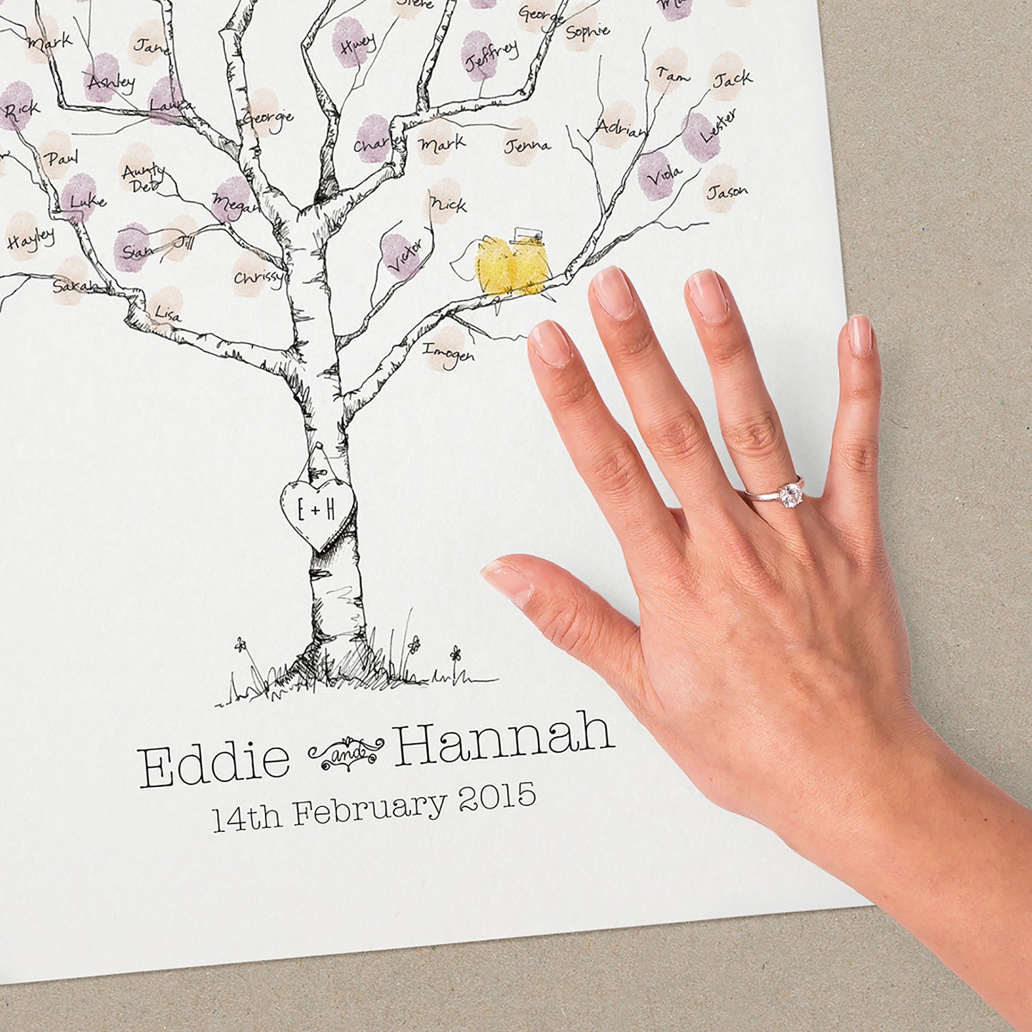 Oak Wedding Fingerprint Tree Guestbook
